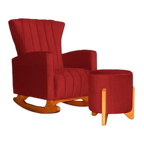 Poltrona Balanço C/ Puff Melinda Suede Vermelho - LM DECOR