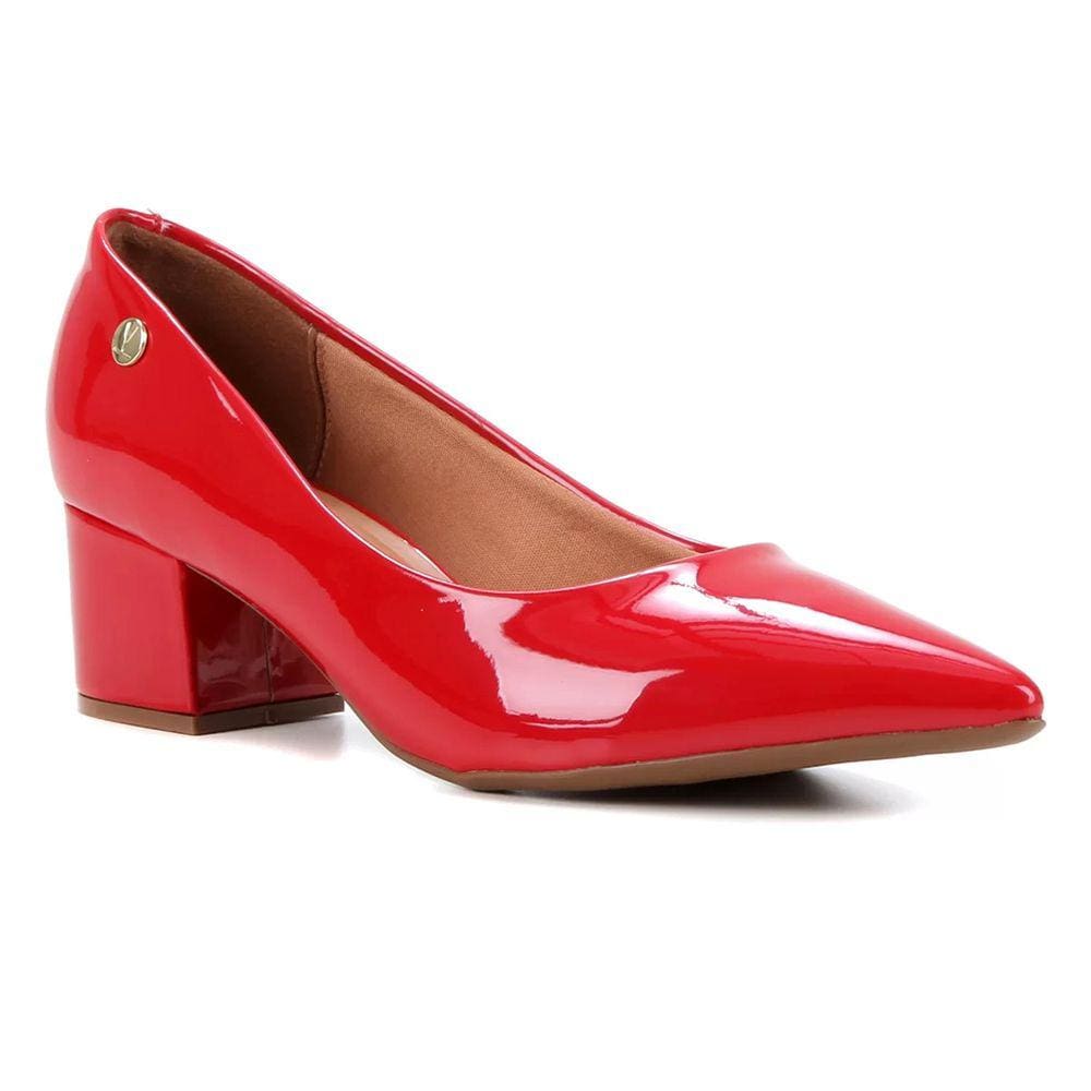Scarpin Vizzano Salto Grosso Bico Fino - Vermelho