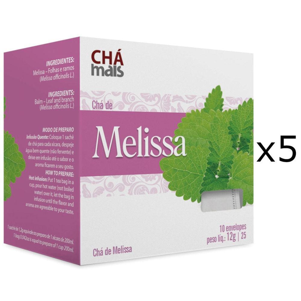 Chá de Melissa Kit com 5 Caixas de 10 Sachês cada