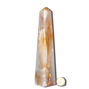 Obelisco Aragonita Raio Laranja Lapidação Manual 15 a 18 cm