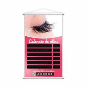 Banner Extensão de Cílios Contato Fundo Preto 60x40cm