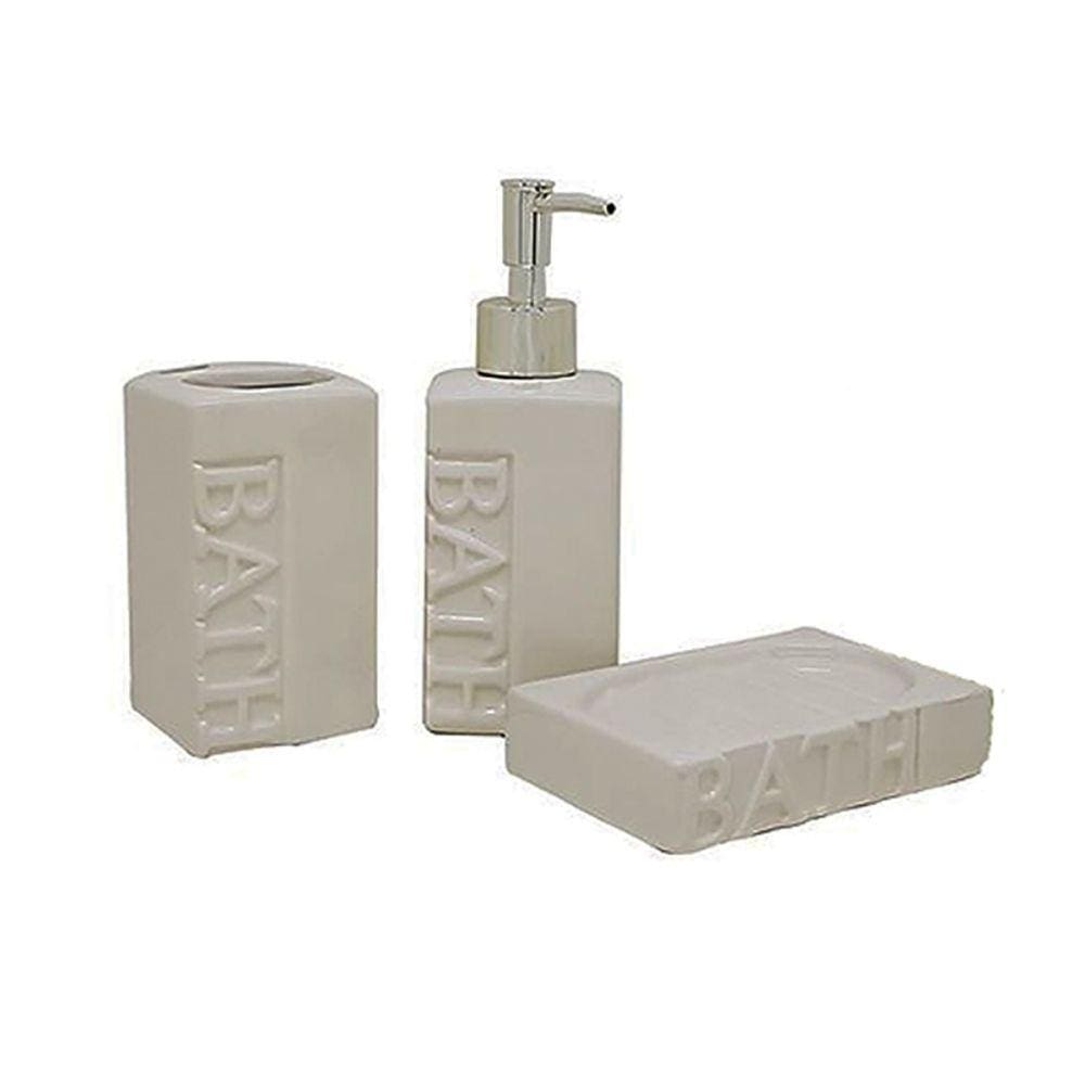Kit de Banheiro 330ml Marselha 3 pçs Branco - CEA01002 - Wincy