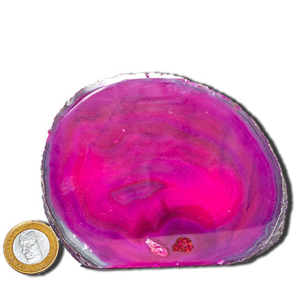 Geodo Ágata Rosa Chapa Lapidado Pedra Natural Garimpo 9 cm