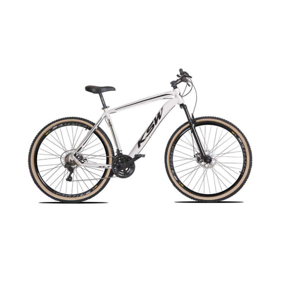 Bicicleta Aro 29 Ksw Xlt 24v Freio a Disco Garfo Com Suspensão Mtb 29 Alumínio Pneu com Faixa Bege - Branco