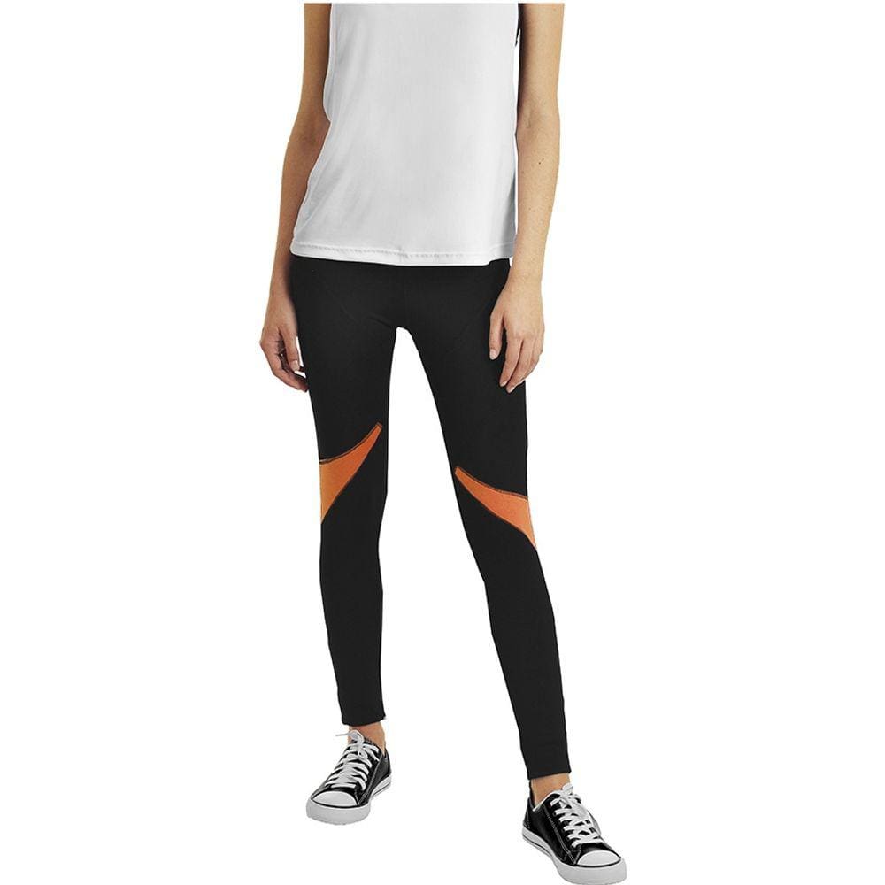 Calça Legging Fitness Detalhe Laranja em Power Suplex