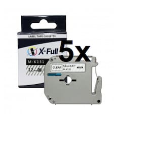 Kit 5 Fitas Compatível Brother M-K131 Letra Preta 12mm