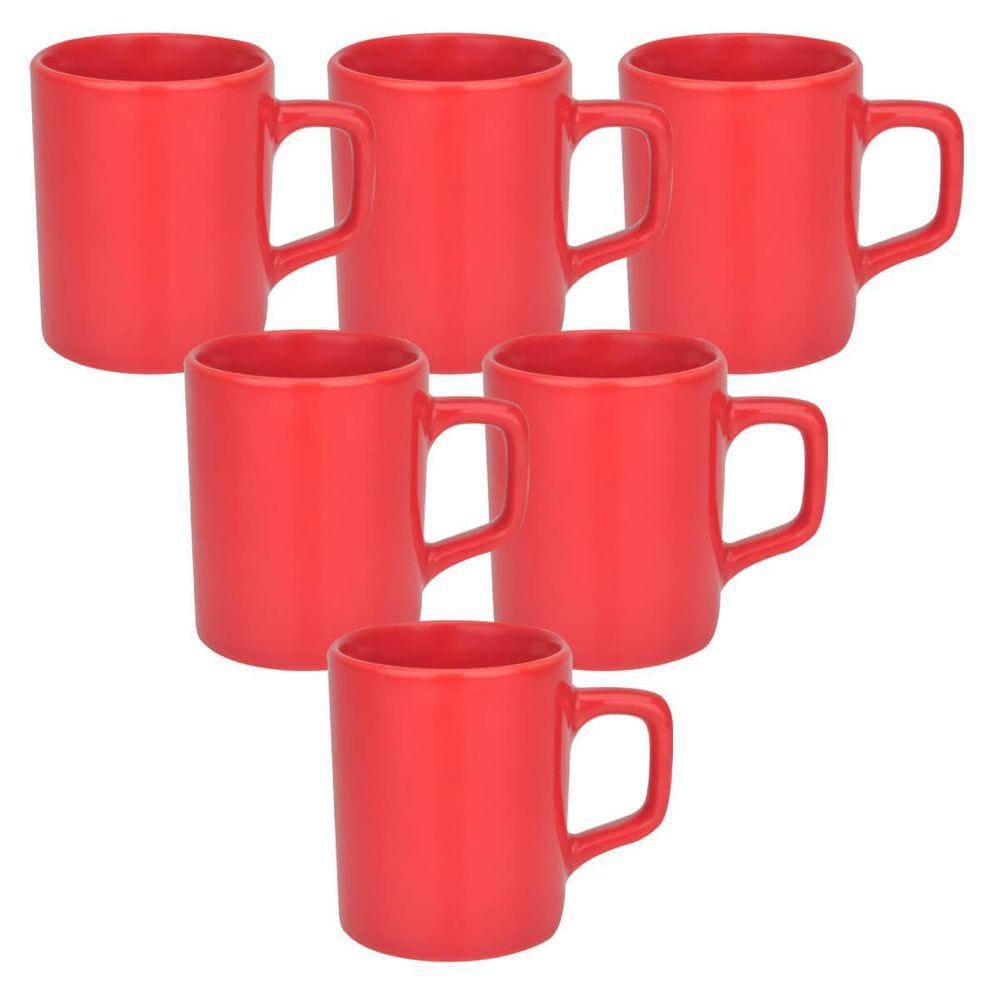 Ki 6 Xícaras Canecas Vermelha Chá Café Cafezinho 90Ml