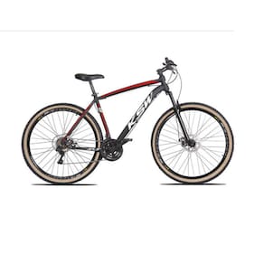 Bicicleta Aro 29 Ksw Xlt 24v Freio a Disco Garfo Com Suspensão Mtb 29 Alumínio Pneu com Faixa Bege - Preto\Vermelho\Branco
