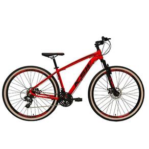 Bicicleta Aro 29 Ksw Xlt 24v Freio a Disco Garfo Com Suspensão Mtb 29 Alumínio Pneu com Faixa Bege - Vermelho