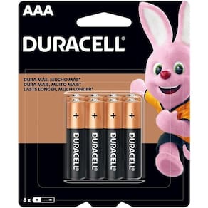 Pilha Alcalina AAA MN2400B8 Duracell (cartela com 8 Unidade)