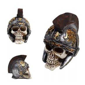 Estatueta Crânio Caveira Gladiador Resina Decoração