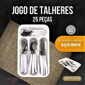 Jogo de Talheres 25 Peças com Suporte Capri Preto