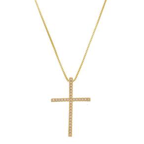 Colar Corrente Veneziana Crucifixo Banhado à Ouro 18k