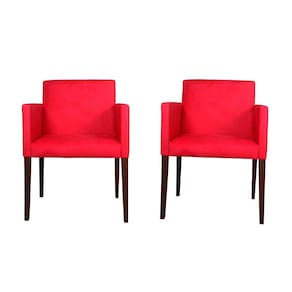 Kit 2 Poltronas Nina para Escritório Sala de Recepção Tecido Suede - Vermelho