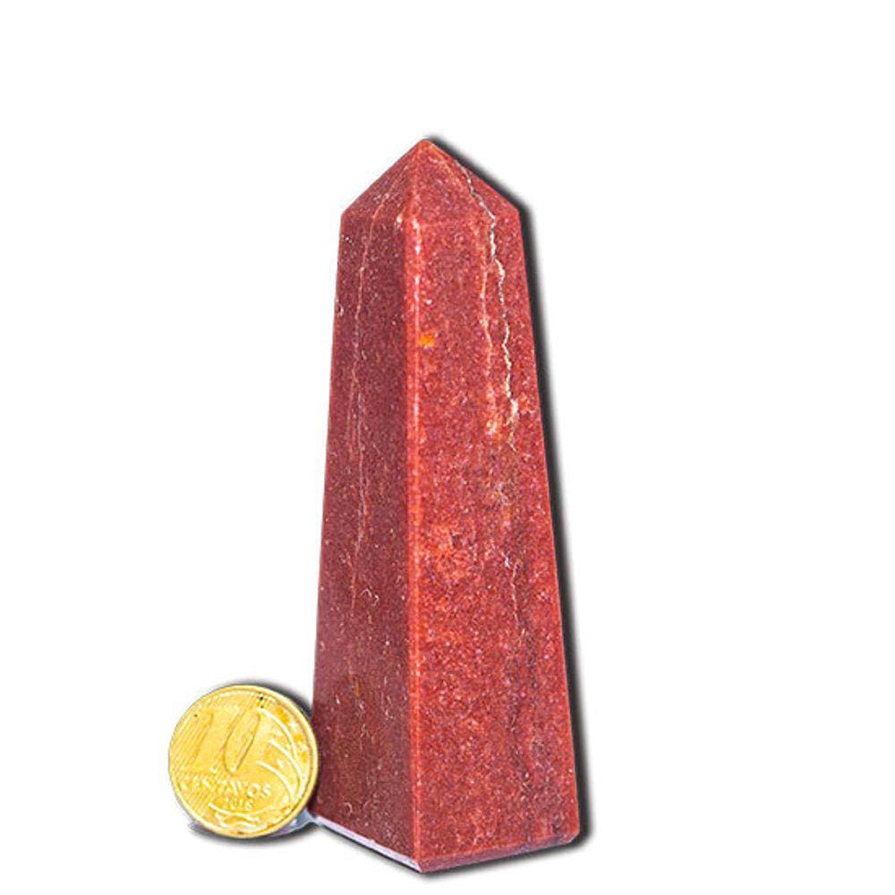 Obelisco Quartzo Vermelho Natural Lapidação Manual 6 a 9 cm