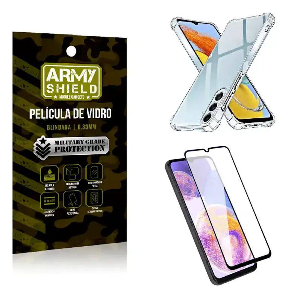 Kit Capinha Anti Shock Samsung M14 5g 6.6" + Película de Vidro 3D Armyshield