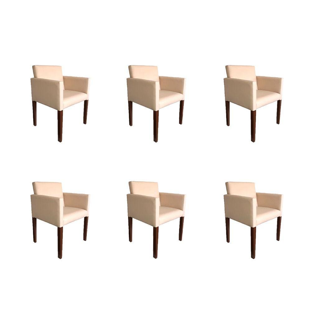 Kit 6 Poltronas Nina Estilo Retrô Tecido Suede Ideal para Sala de Estar - Creme