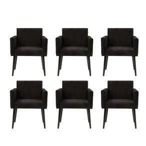 Kit 6 Poltronas Luca Tecido Suede Pé Palito Aberto - Preto