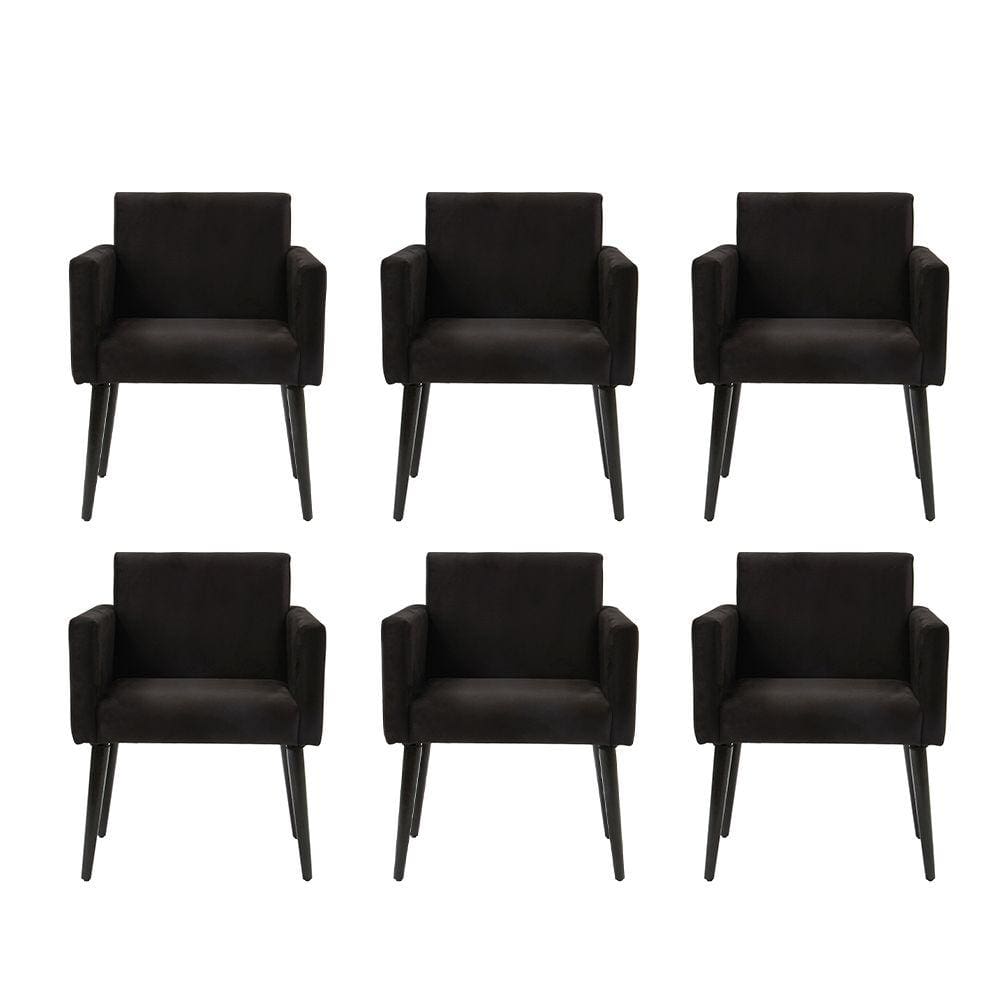 Kit 6 Poltronas Luca Estilo Retrô Decorativa - Preto
