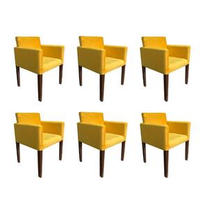 Kit 6 Poltronas Nina Estilo Retrô Tecido Suede Ideal para Sala de Estar - Amarelo