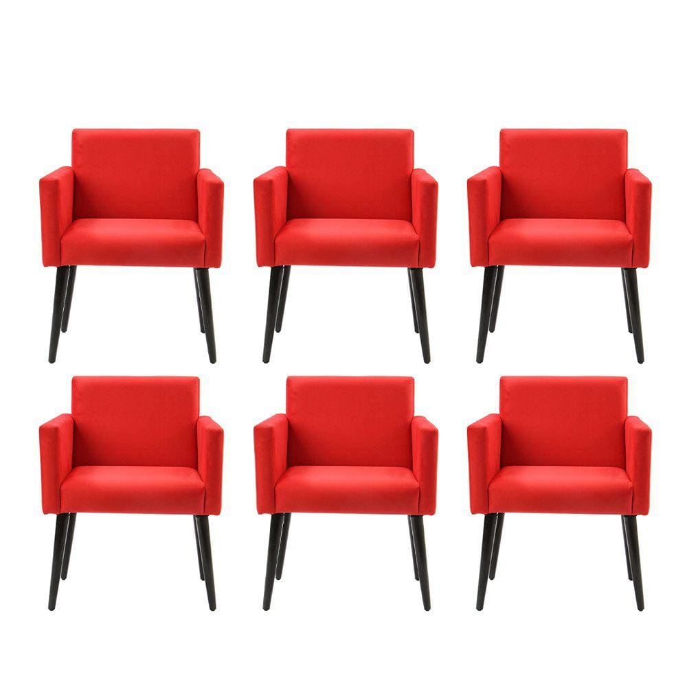 Kit 6 Poltronas Luca Estilo Retrô Decorativa - Vermelho