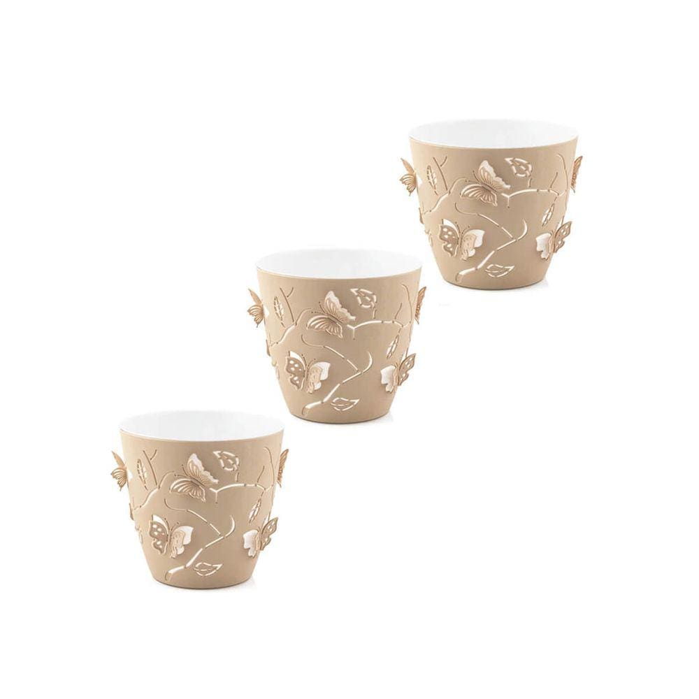 Kit 3 Vasos de Flores Plantas Cachepot 3D Floreira de Mesa Decor 700ml Plasvale Pequeno Borboletas
