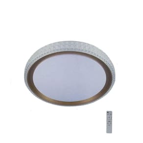 Plafon Led Redondo Kenle 50Cm 36W 3 Tons Dourado Novo
