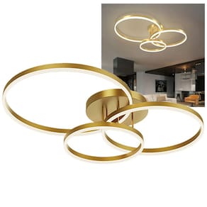 Lustre Luminaria 3 em 1 Aneis Infinito Perfil Led Arco Orbital Iluminaçao Ambiente Moderno Residencial Comercial Decoraçao Sala Quarto Recepçao