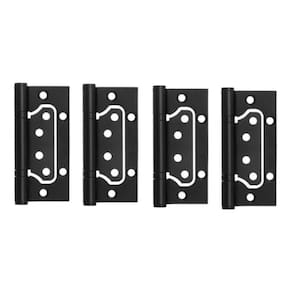 04 Dobradiça Porta Sobrepor Sem Rebaixo Inox 4`x3` Preta