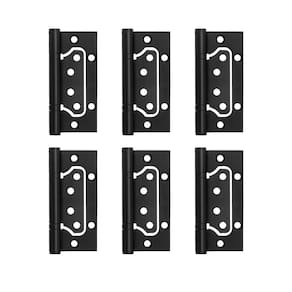 06 Dobradiça Porta Sobrepor Sem Rebaixo Inox 4`x3` Preta