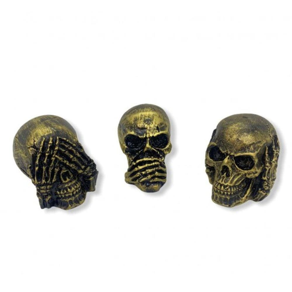 Imagem Trio Crânios Sentidos  Escultura Resina 6 cm