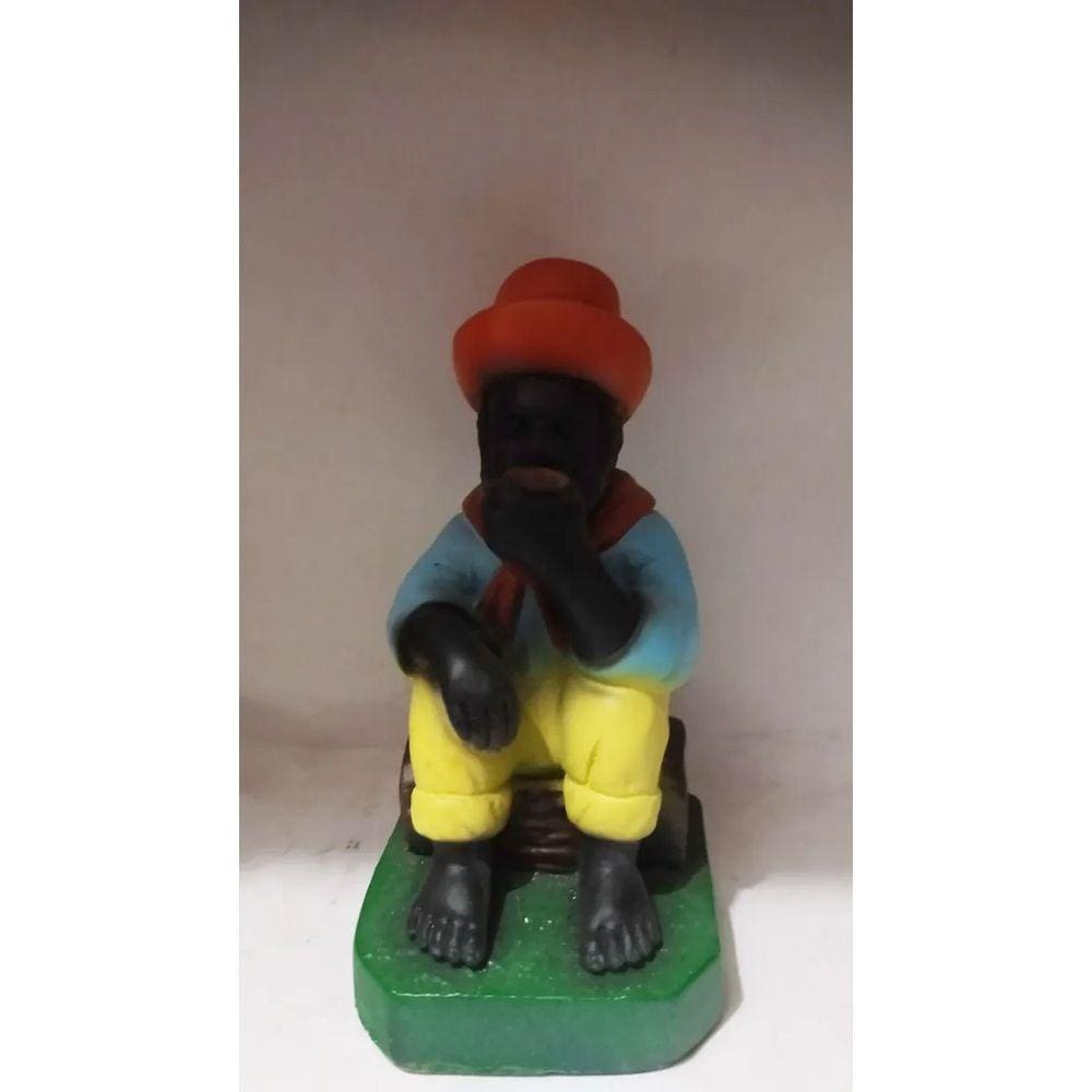 Imagem Preto Velho Escultura Gesso Estatua 20 Cm