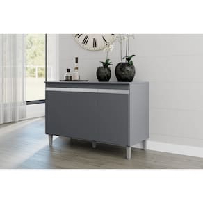 Balcão de Cozinha 120cm Manu 3 Portas sem tampo Cor Cinza - AJL