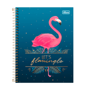 Caderno Colegial 1 matéria Tilibra Aloha flamingo brilho