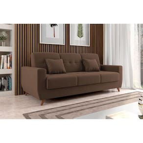 Sofá Cama Casal Reclinável com Baú Pamela - Veludo turkey chocolate