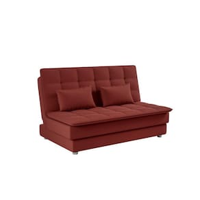 Sofá Cama Reclinável 2 Lugares Penélope - Veludo Vinho