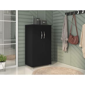 Armário Multiuso Rosana com 2 Portas 3 Prateleiras Cor Preto - AJL
