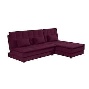 Sofá Cama Reclinável com Chaise Penelope - Veludo turkey Vinho