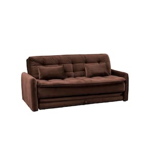 Sofá Cama Reclinável com cama Auxiliar Madalena - Veludo Marrom