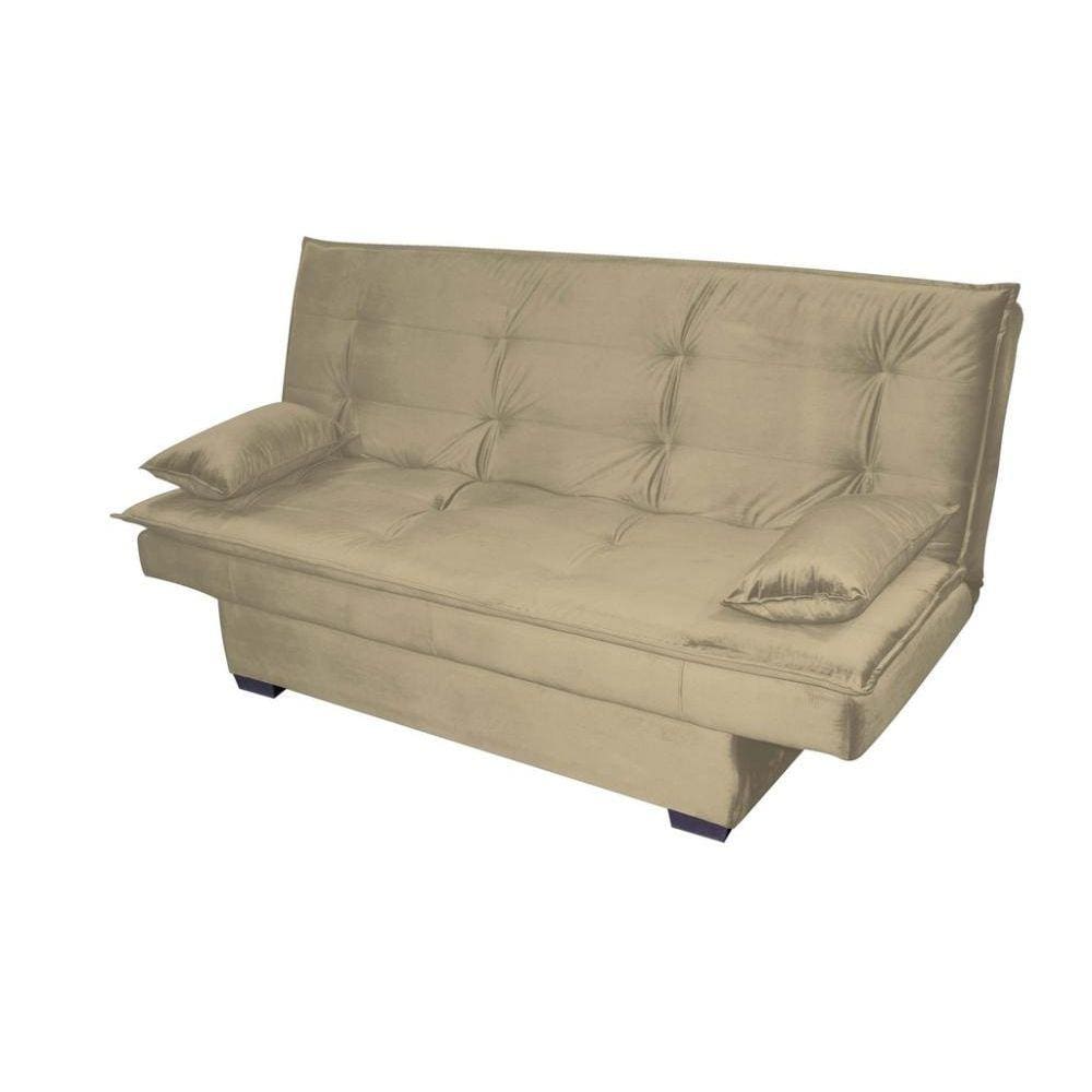 Sofá Cama Casal Reclinável Esmeralda - Veludo Marrom claro