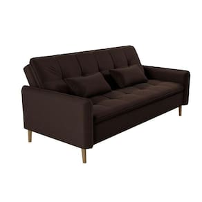 Sofá Cama Casal Reclinável Donna - Veludo Marrom escuro