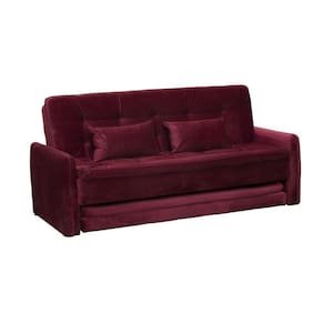 Sofá Cama Reclinável com cama Auxiliar Madalena - Veludo Vinho