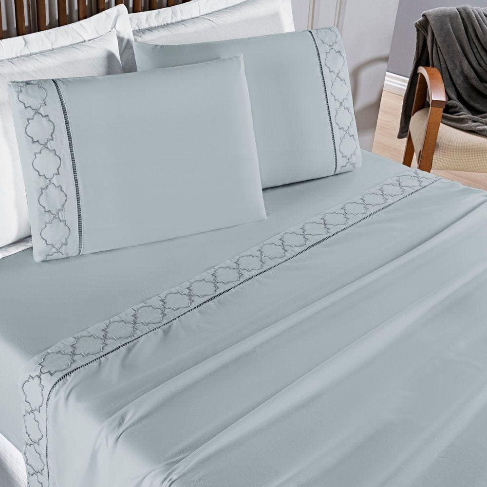 Jogo Cama Lençol Santoro King Micropercal 300 Fios 4 Peças - Cinza