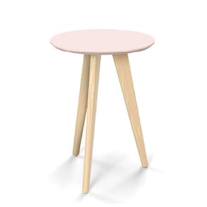Mesa Lateral Redonda Retrô Liv Cor Rosê com Natural - Matic Móveis