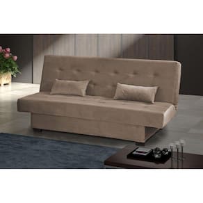 Sofá Cama Casal 3 Lugares Laila - Veludo Marrom claro