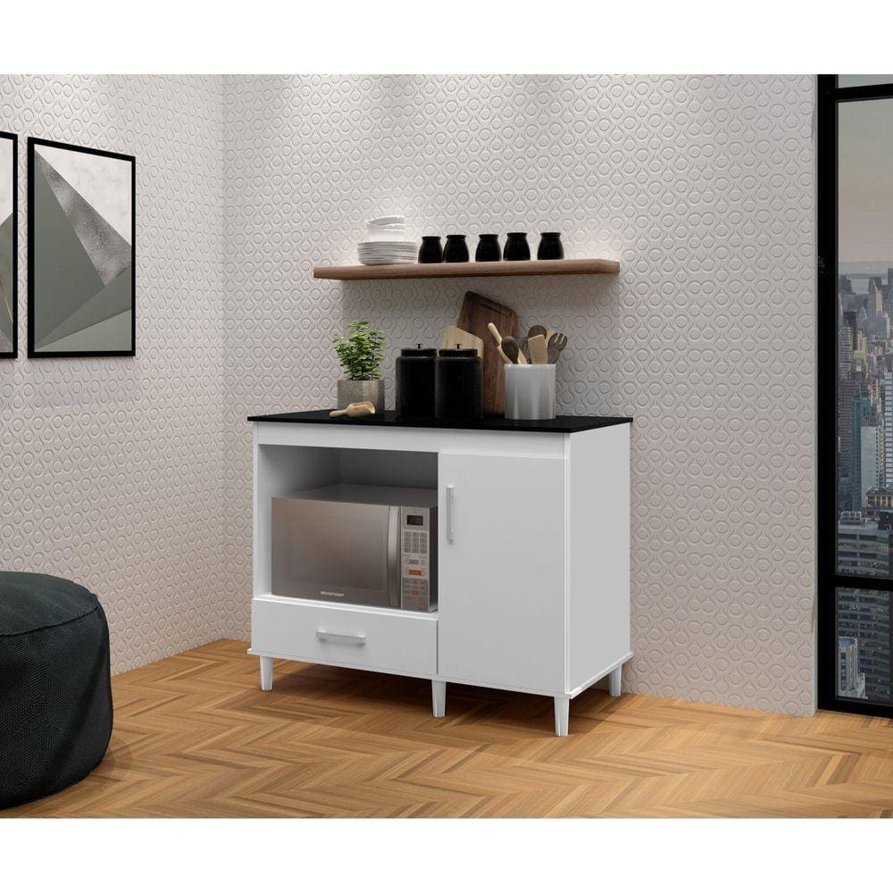 Balcão 105cm Tampo Fechado Classic Branco