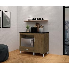 Balcão 105cm Tampo Fechado Classic Jequitibá/Preto