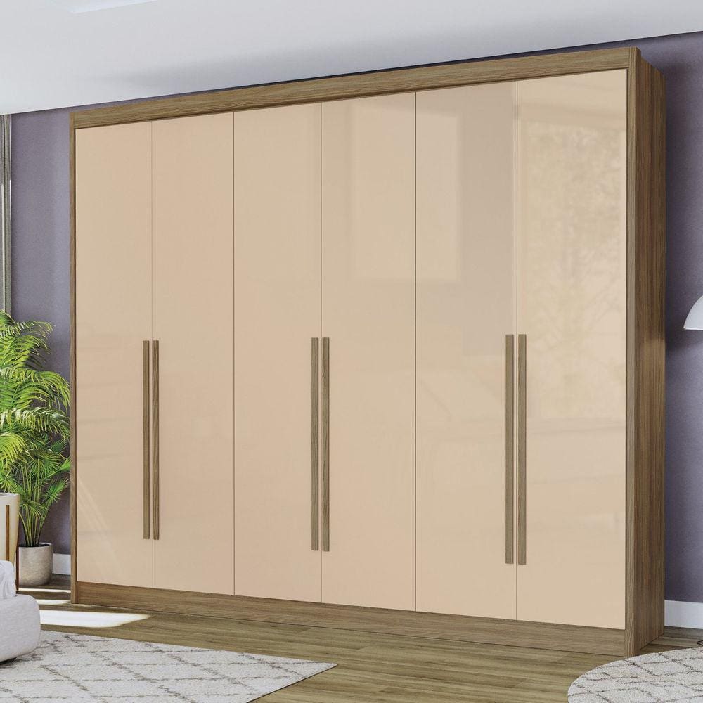 Guarda Roupa 6 Portas e 6 Gavetas Kappesberg Nogueira/Macadamia