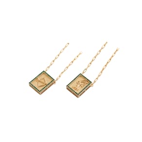 Escapulário Caixa Zircônia Orixá Oxóssi Banhado A Ouro 18K