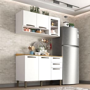 Cozinha Compacta 2 Peças 6 Portas 2 Gavetas Valência Sallêto Móveis Branco